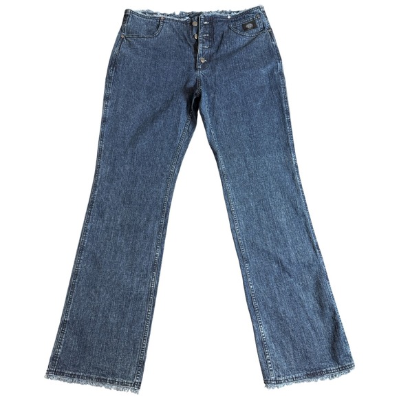 Harley Davidson Women's Jeans Size 30X32 Straight Jean Very Low-Rise Biker Moto - Picture 1 of 5